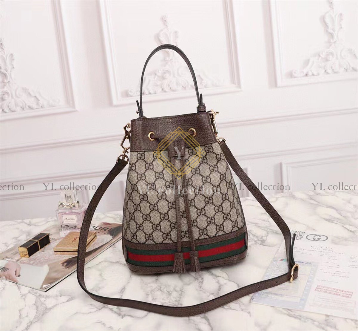 구찌 오피디아 스몰 GG 버킷 숄더백