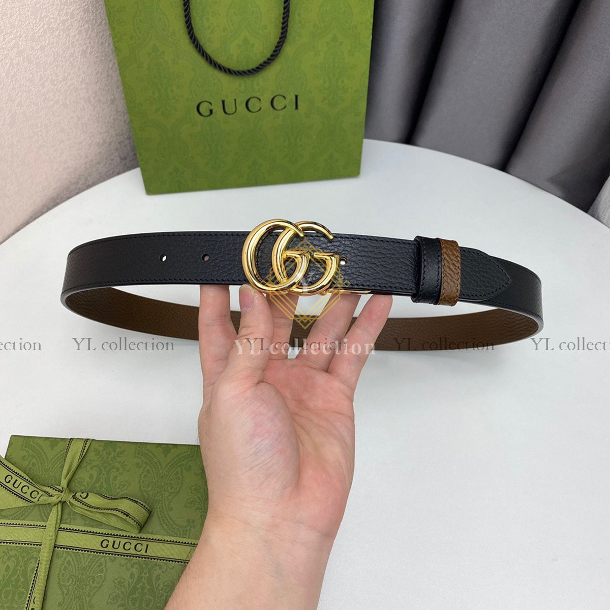 구찌 더블 G 버클 리버서블 벨트