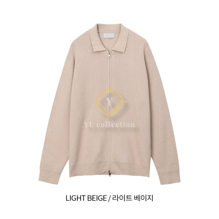 워셔블 카라 집업 니트 가디건