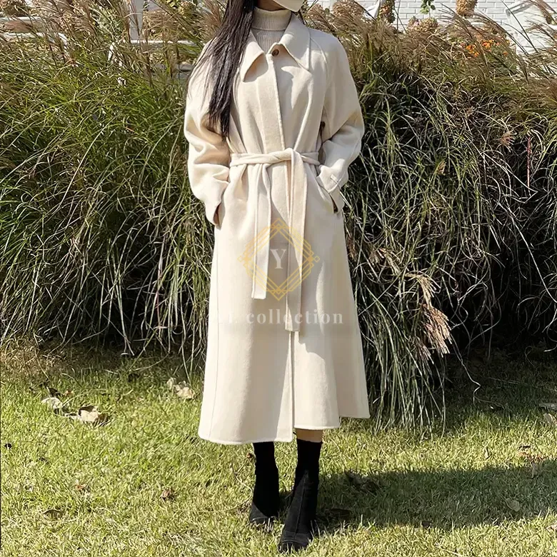 여자 핸드메이드 울 롱 코트