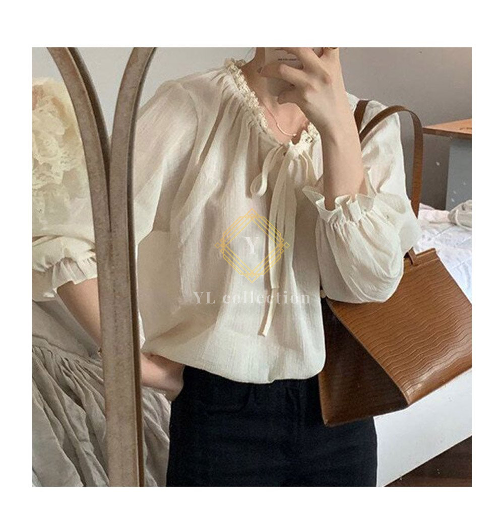 루랜 리본 프릴여리블라우스