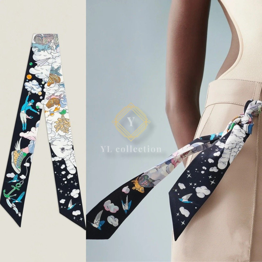 에르메스 쉬르 몬 뉘아쥬 트윌리 블루 느와르 모브 멀티컬러