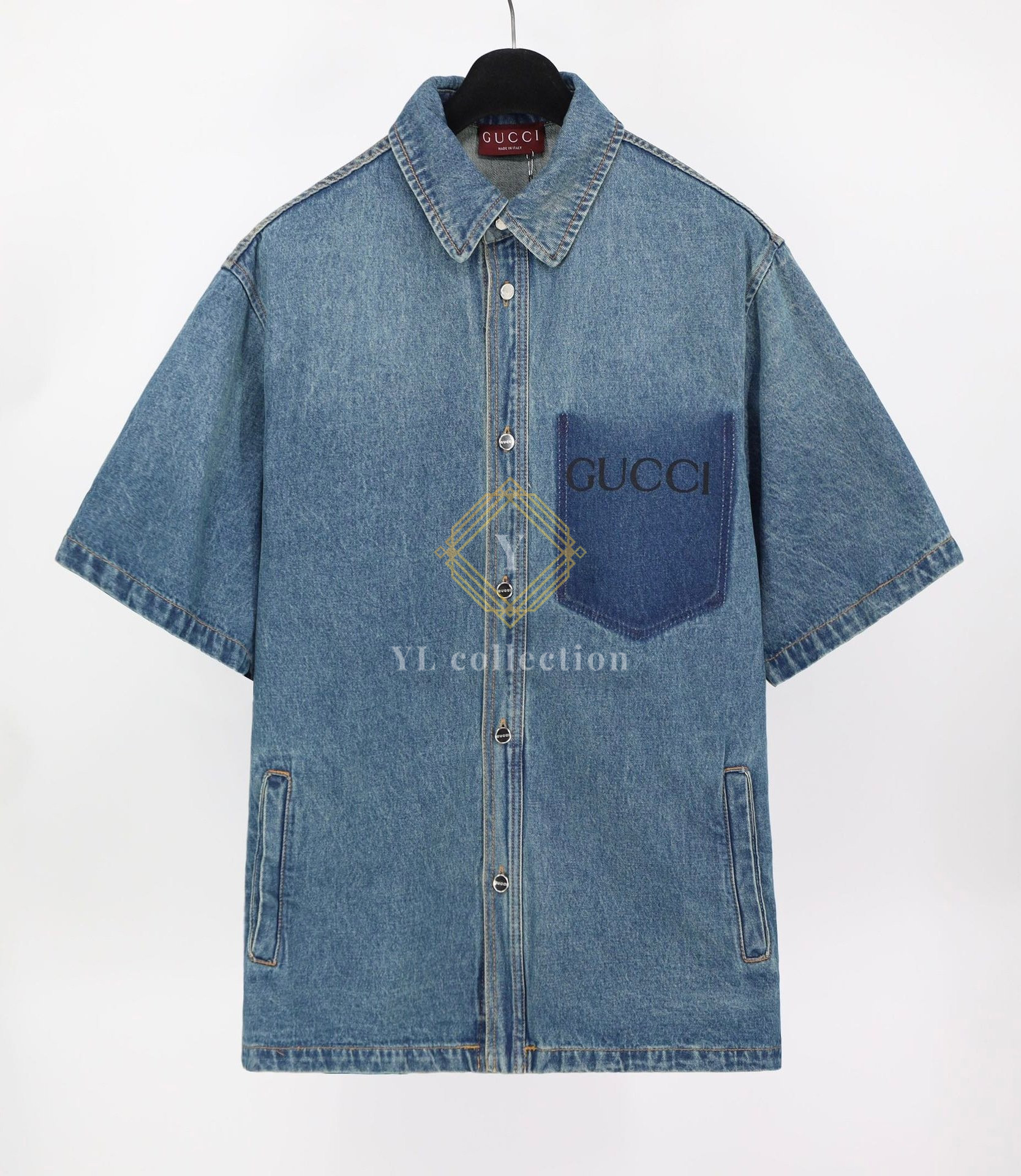 구찌 오버사이즈 워싱 데님 셔츠