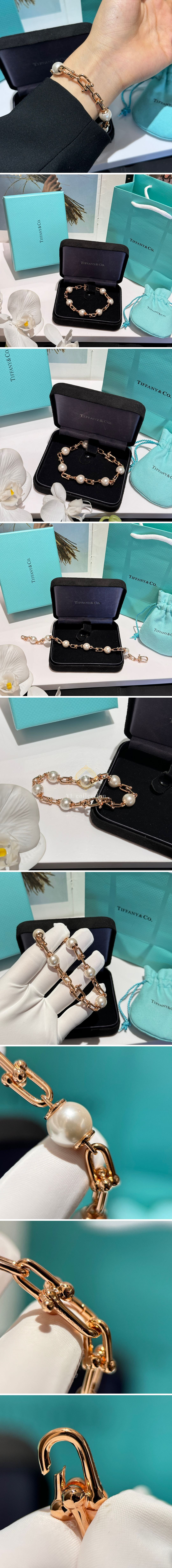 티파니앤코 하드웨어 브레이슬릿 소재에 담수 진주 세팅