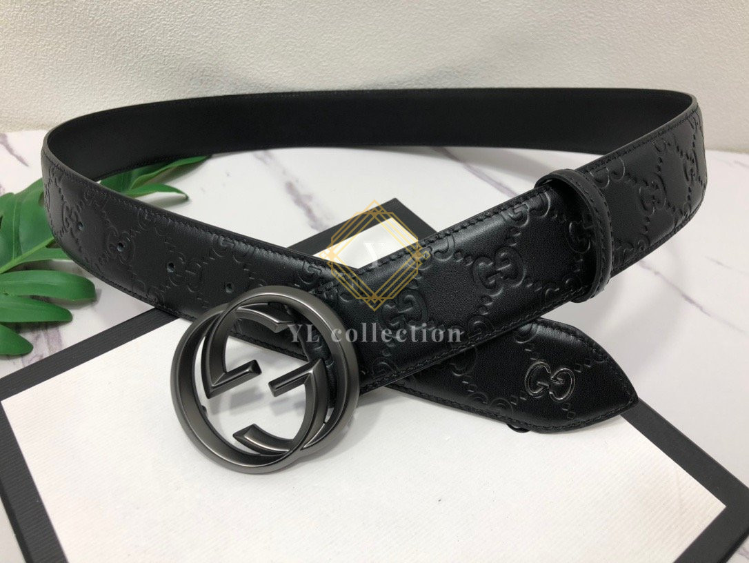 구찌 인터로킹 G 시그니처 레더 벨트