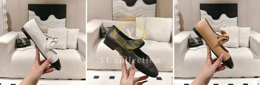 샤넬 리본 메리제인 플랫 슈즈