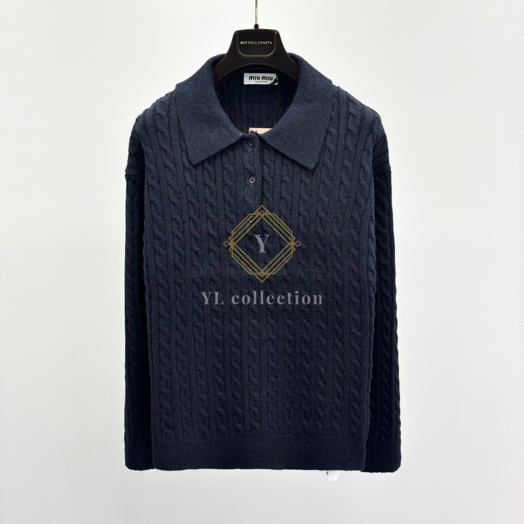 미우미우 카라 니트 폴로 셔츠