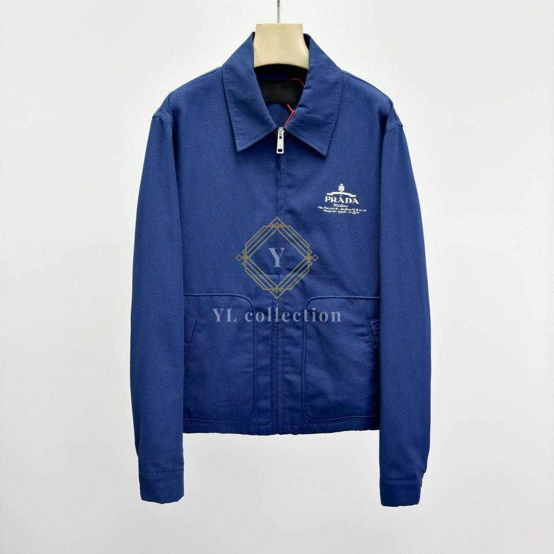프라다 테크니컬 코튼 집업 블루종 자켓