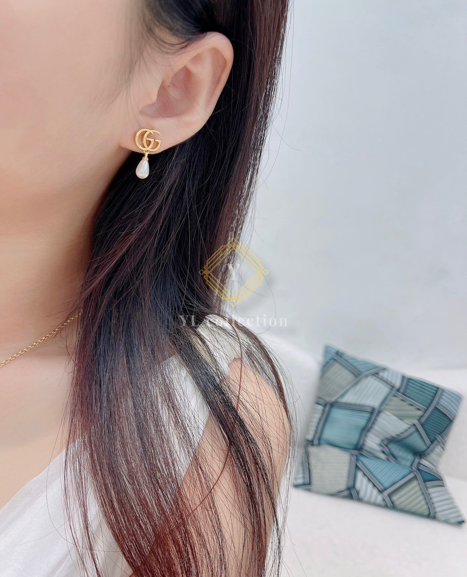 구찌 GG 마몽 펄 드롭 귀걸이