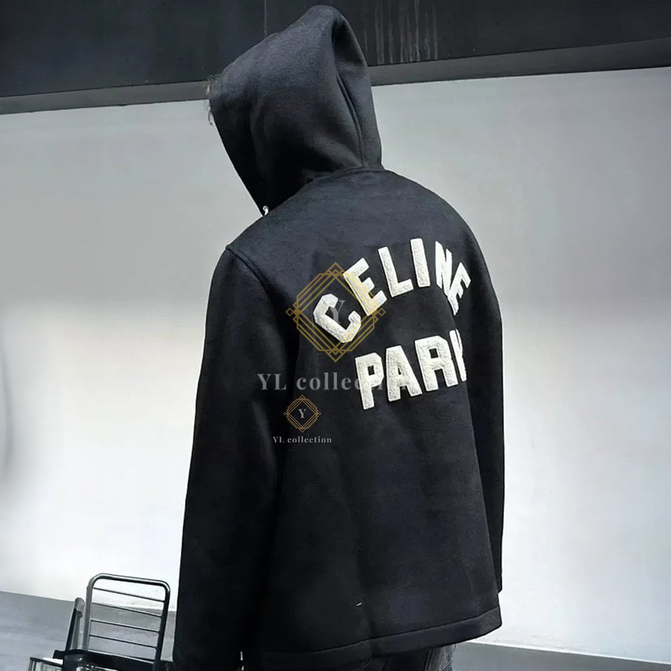 셀린느 로고 패치 버튼업 후드 자켓