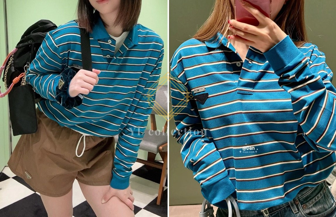 프라다 피케 폴로 셔츠 블루