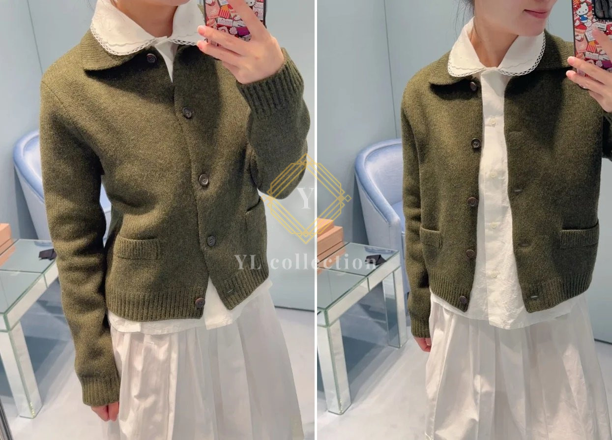 미우미우 그린 울 가디건 자켓