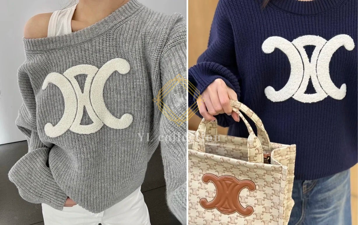 셀린느 리브드 울 크루넥 스웨터