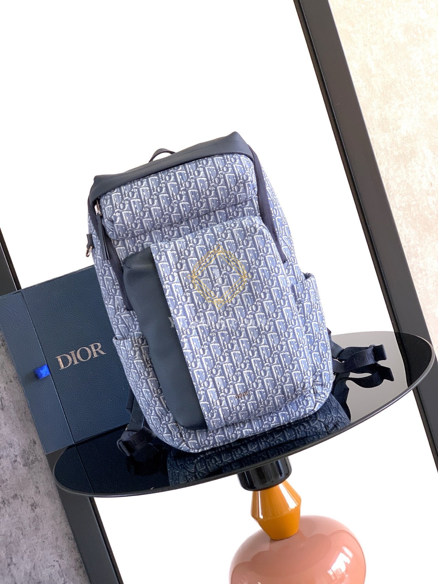 디올 라이더 소프트 지퍼 블루 백팩