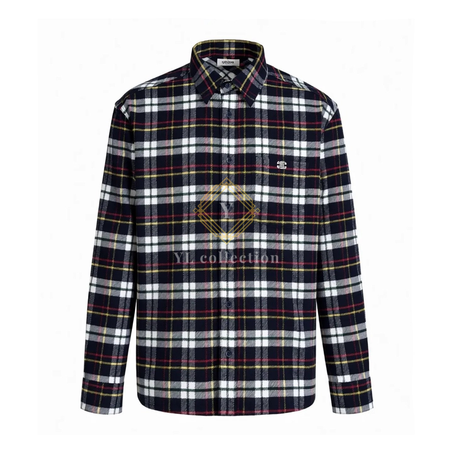 셀린느 브러쉬드 체크 울 릴렉스드 셔츠