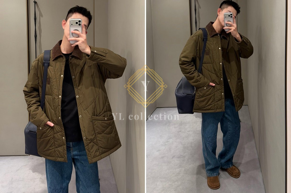 로에베 테크니컬 쉘 그린 패딩 오버 셔츠