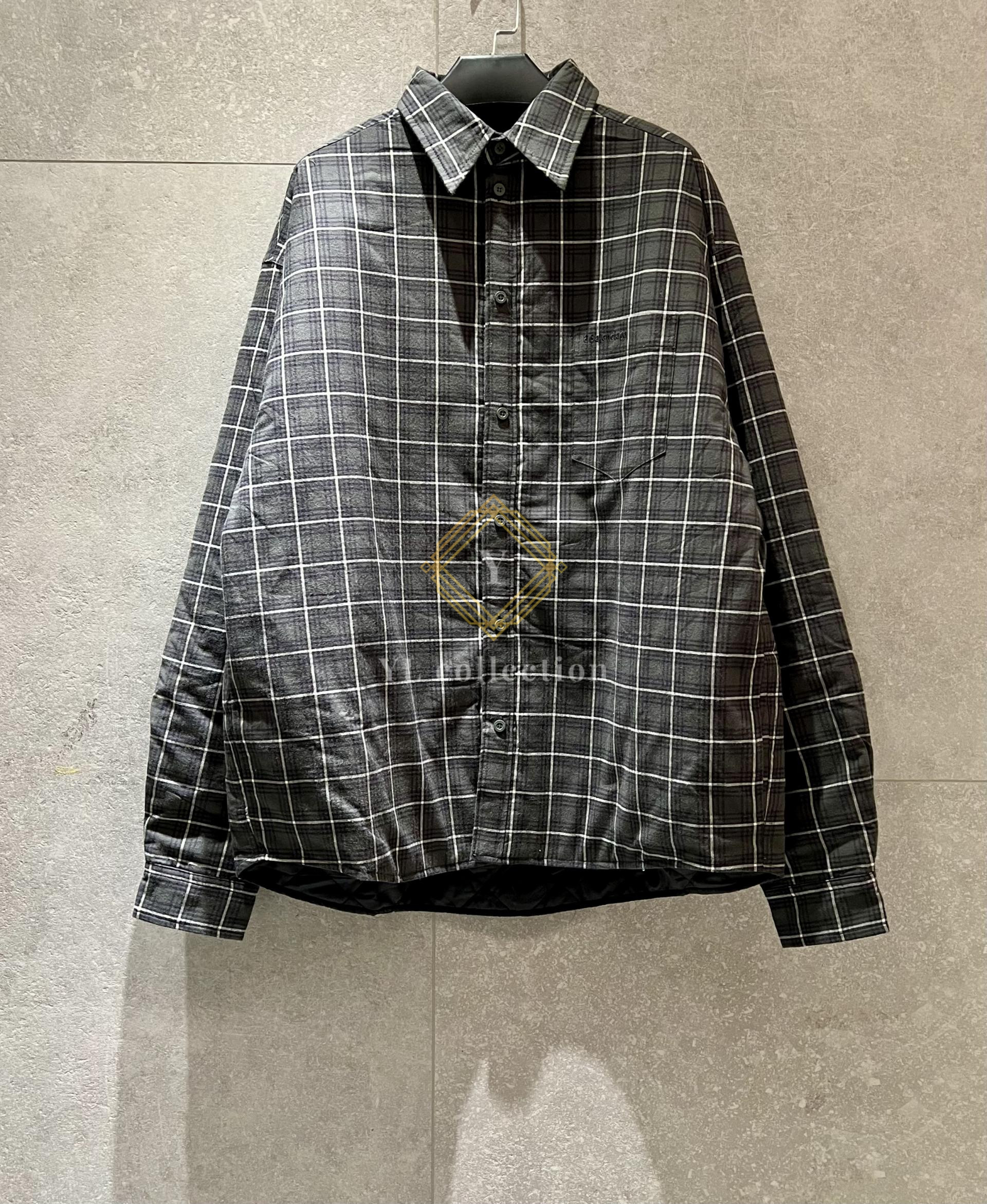 발렌시아가 체크 패딩 셔츠 자켓