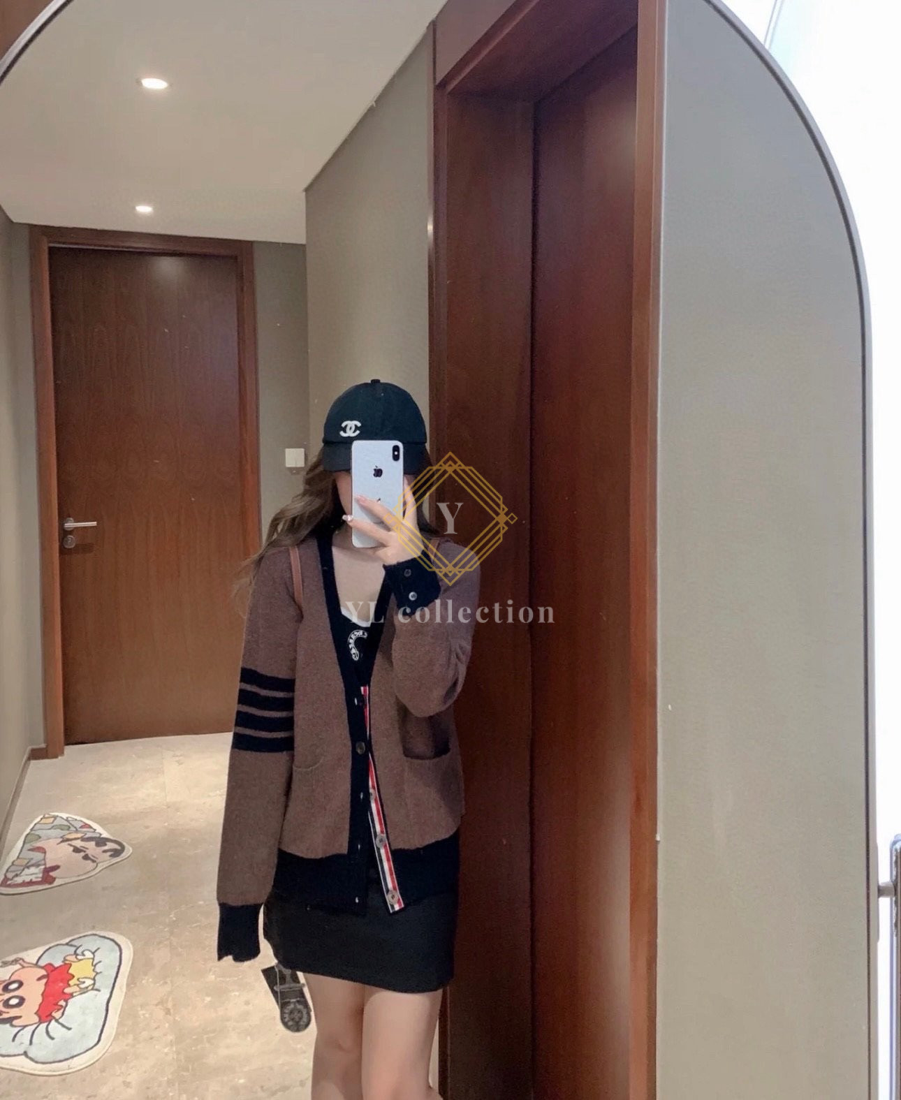 톰브라운 셰틀랜드 울 래글런 사선 브이넥 가디건