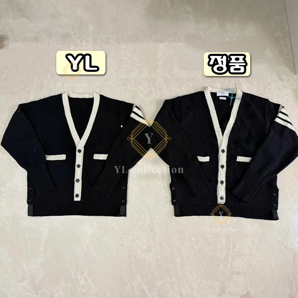 톰브라운 모헤어 브이넥 가디건 블랙