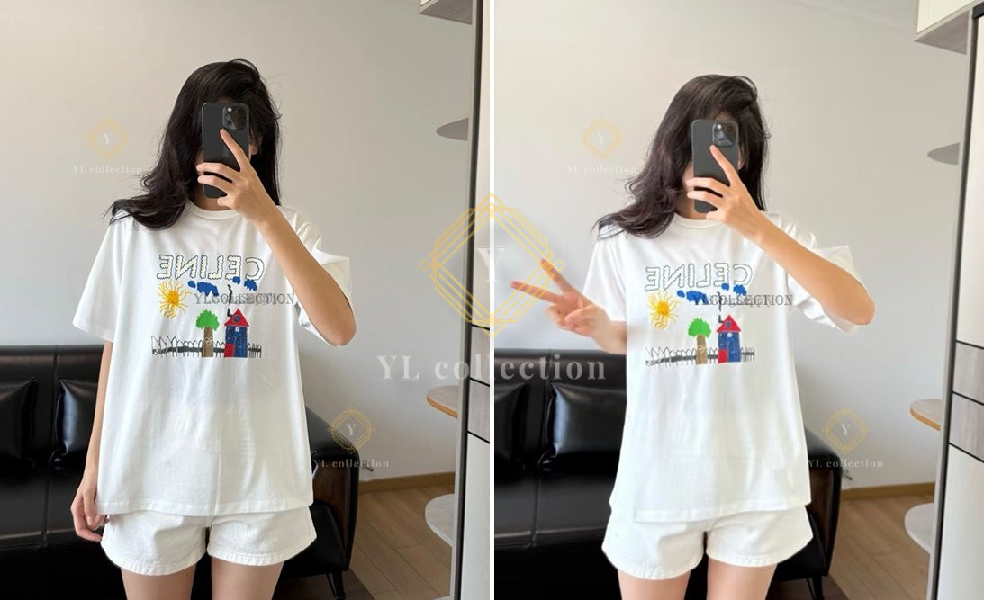 셀린느 루즈 저지 코튼 티셔츠