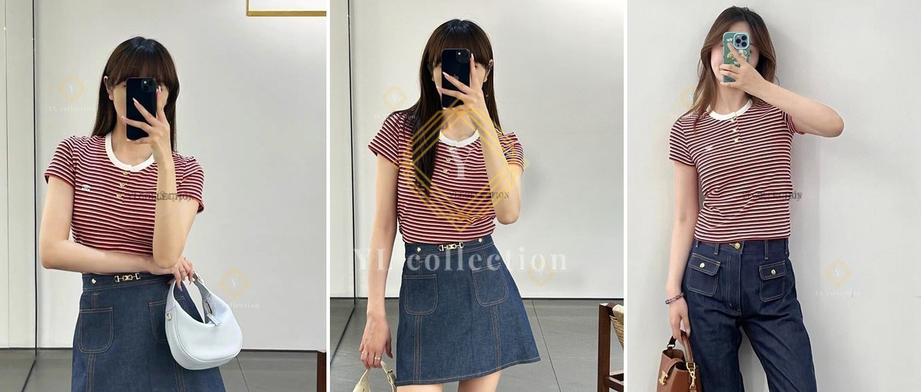 셀린느 트리오페 스트라이프 저지 반팔