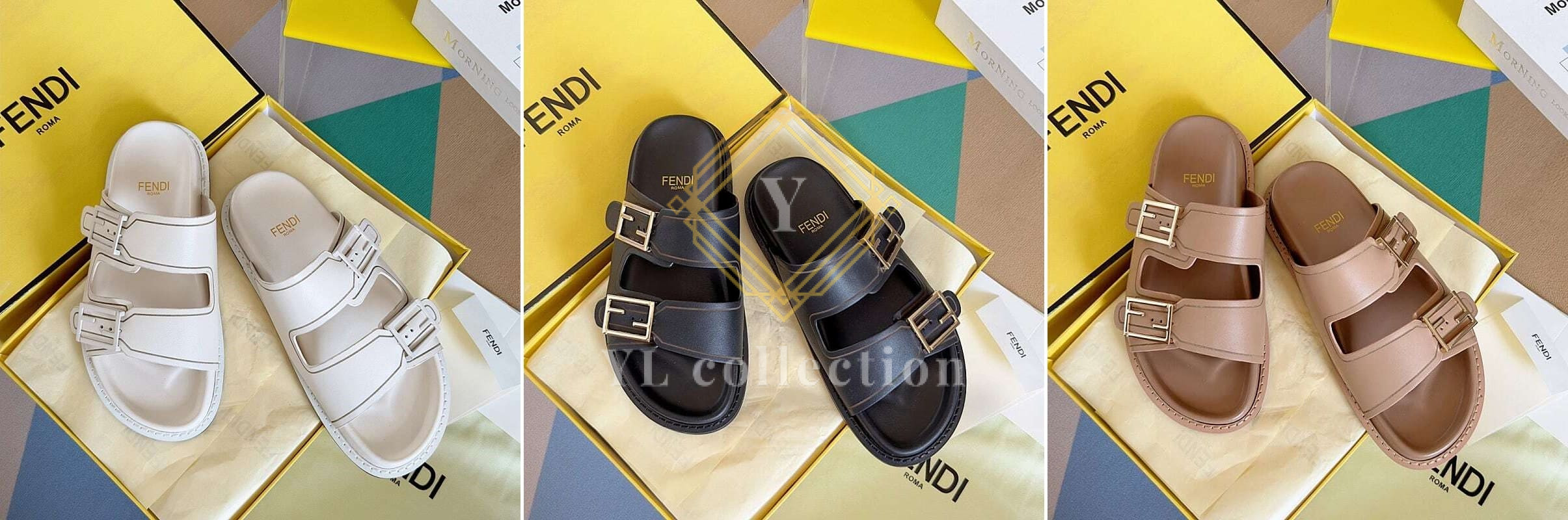 펜디 필 레더 슬라이드