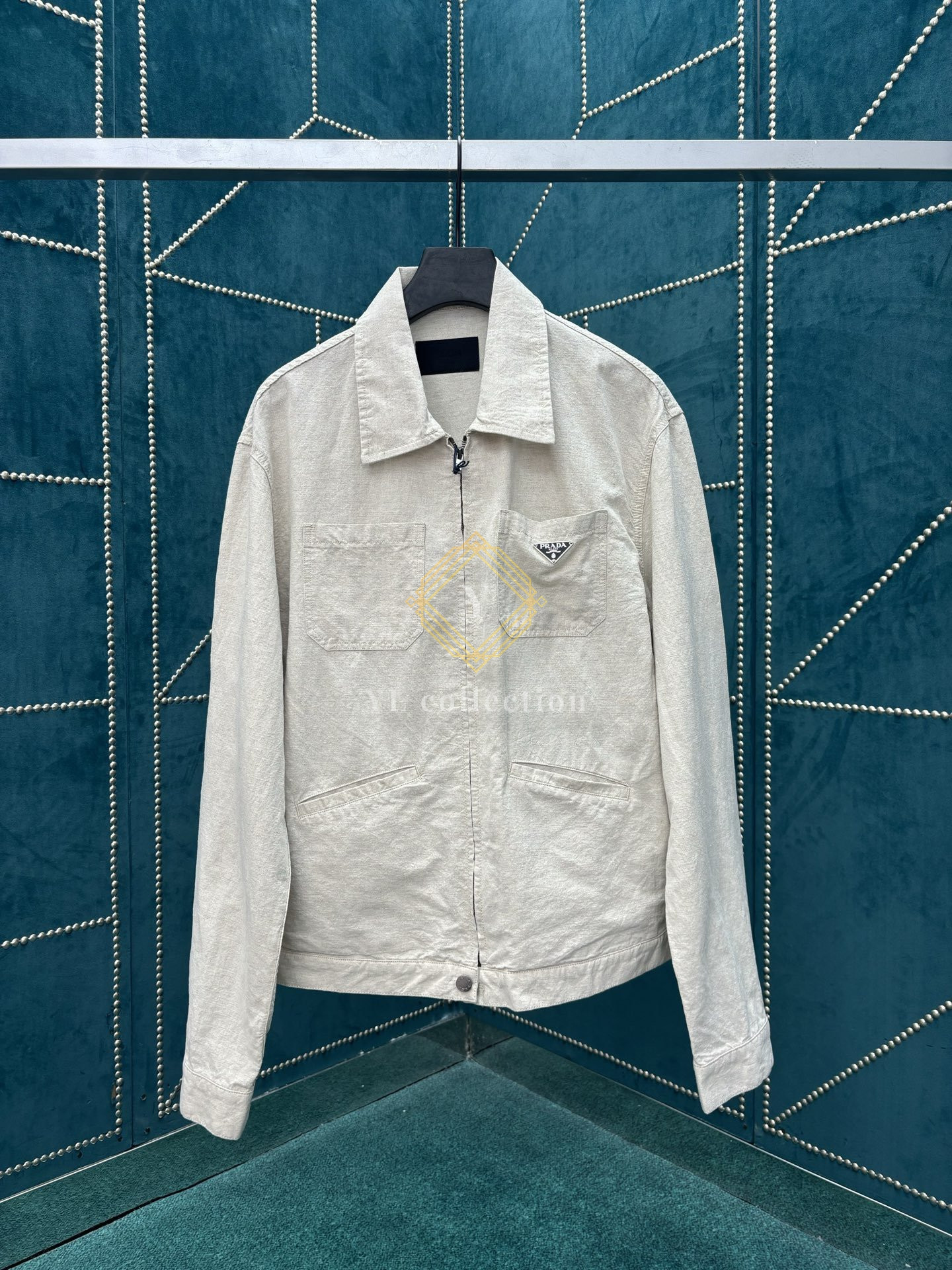 프라다 샴브레이 블루종 자켓