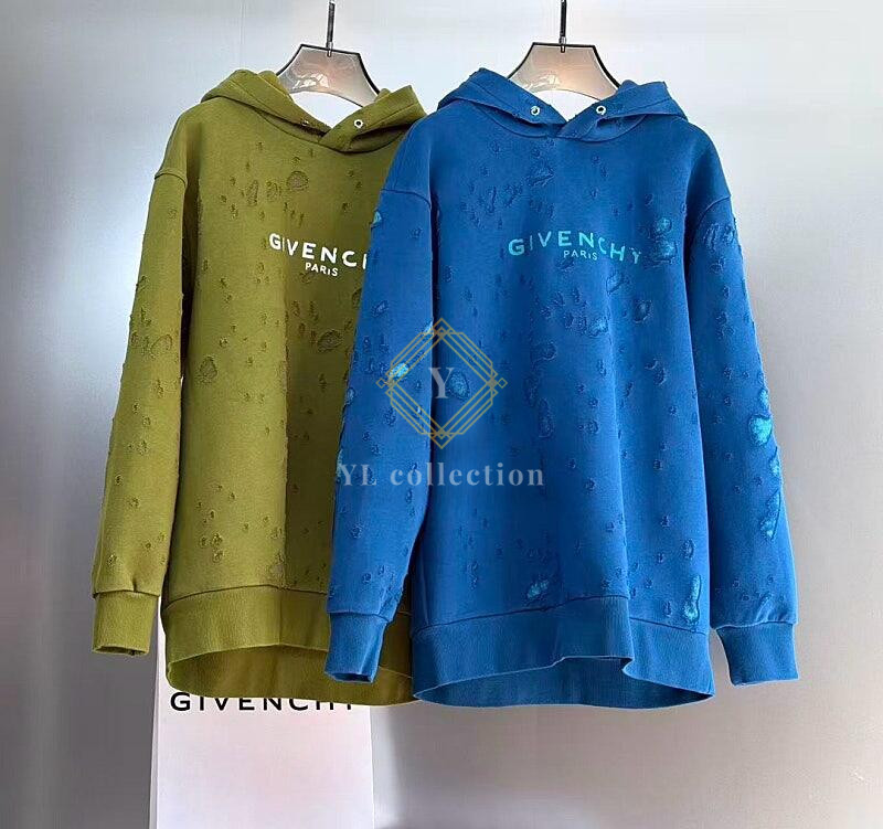 지방시 디스트레스드 로고 프린트 후드티