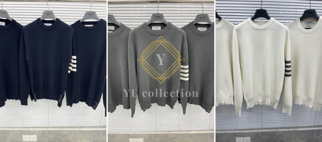 톰브라운 사선완장 코튼 크루넥 니트