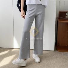 여성 누르아 골지 스판 일자핏 롱 팬츠