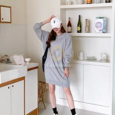 여성 라운드넥 맨투맨 미니 원피스