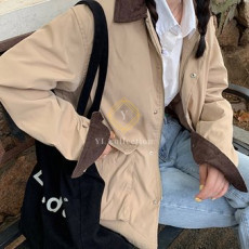 여성 루즈핏 배색 포켓 점퍼