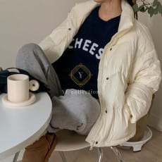 여성 오버핏 베이직 스트링 패딩