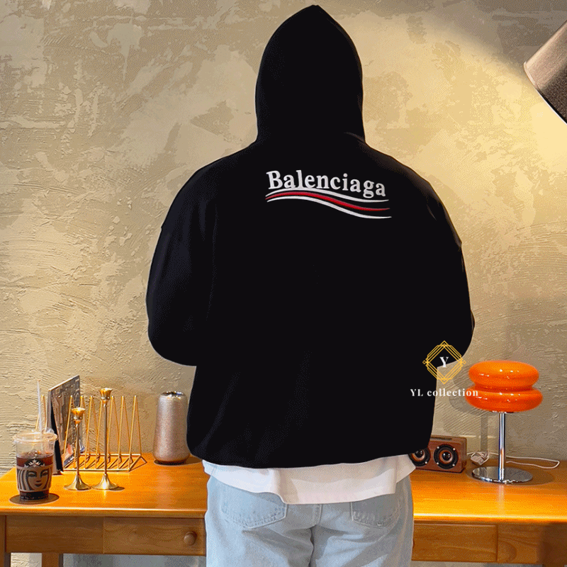 24SS 디자인 변경)발렌시아가 웨이브 로고 후드티