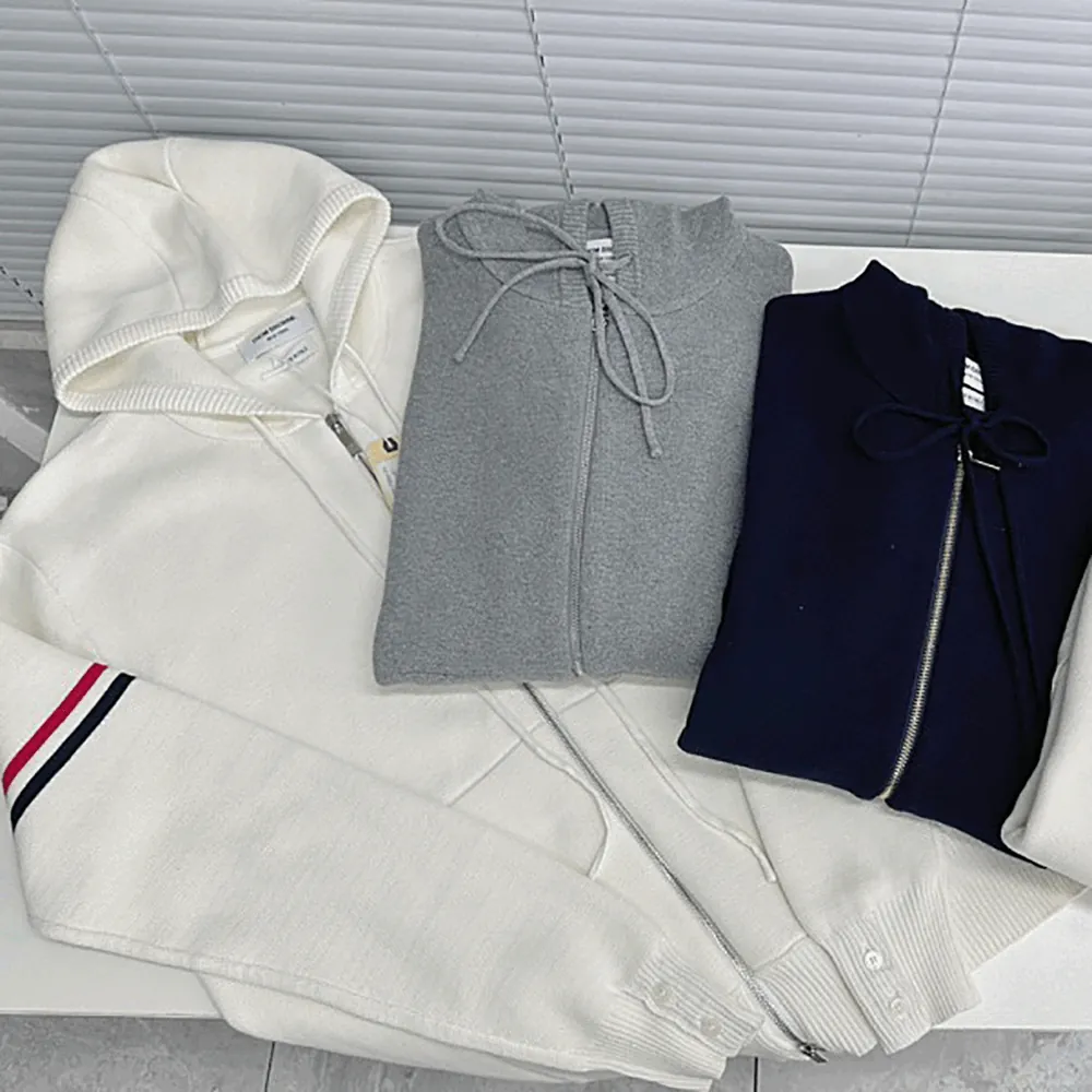 톰브라운 RWB 암밴드 니트 후드집업