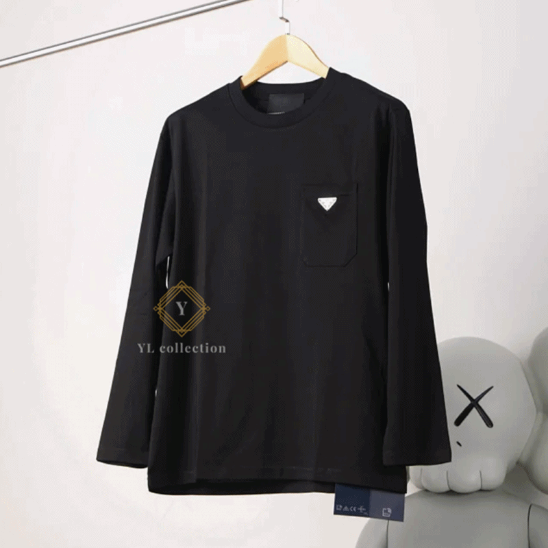 프라다 포켓 로고 롱슬리브 티셔츠