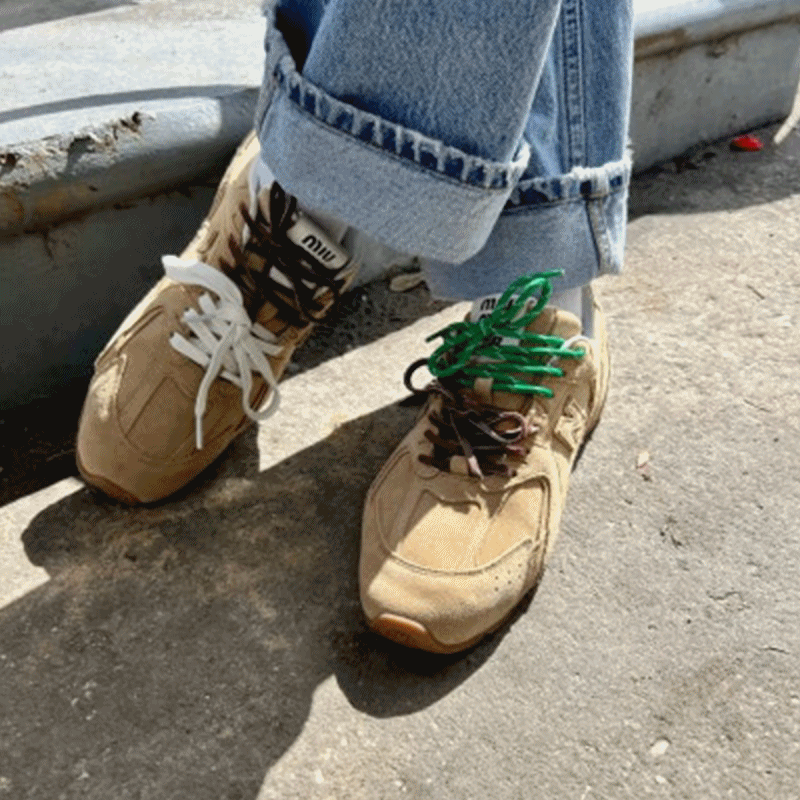 뉴발란스 x 미우 미우 530 스웨이드 메쉬 스니커즈