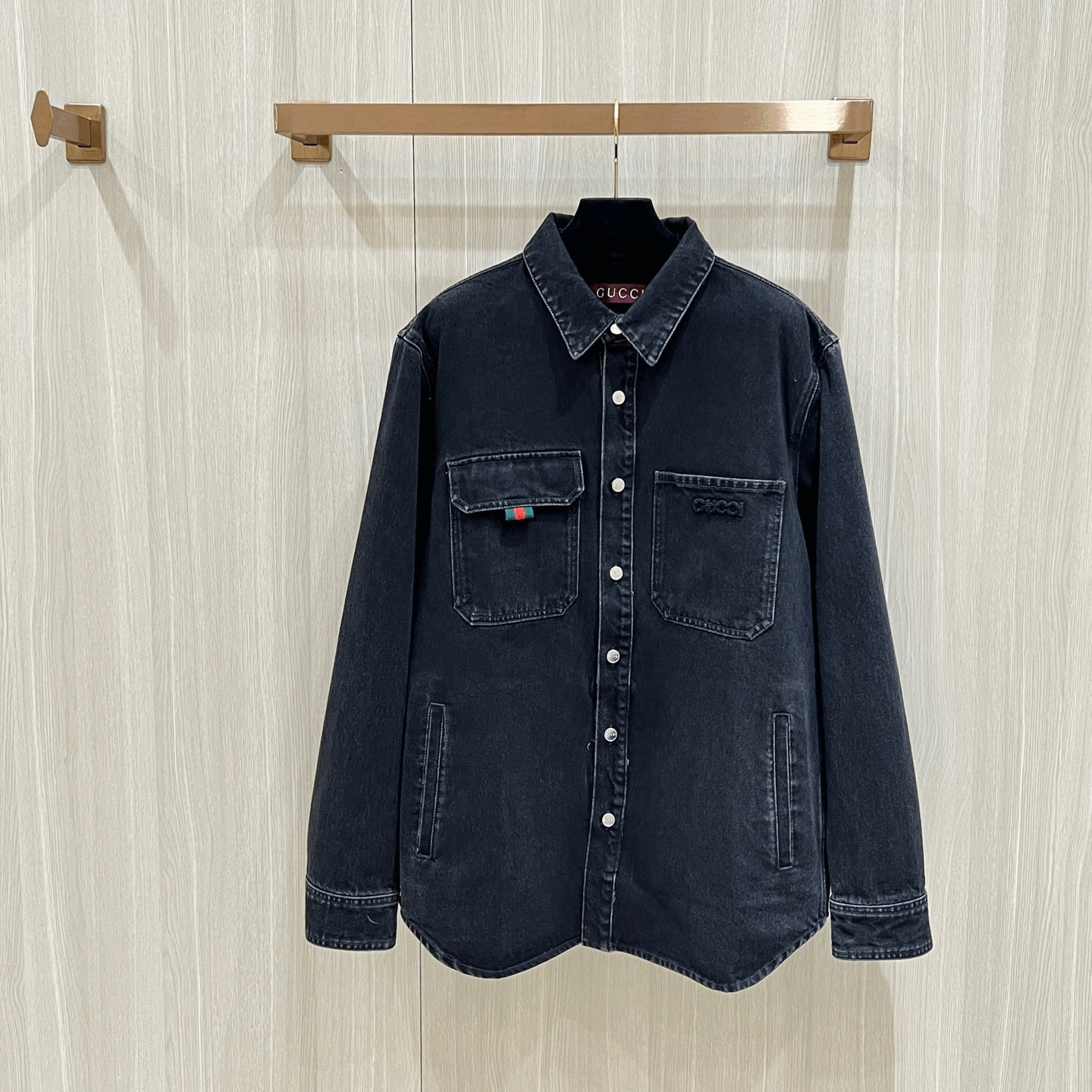 구찌 자수 데님 셔츠