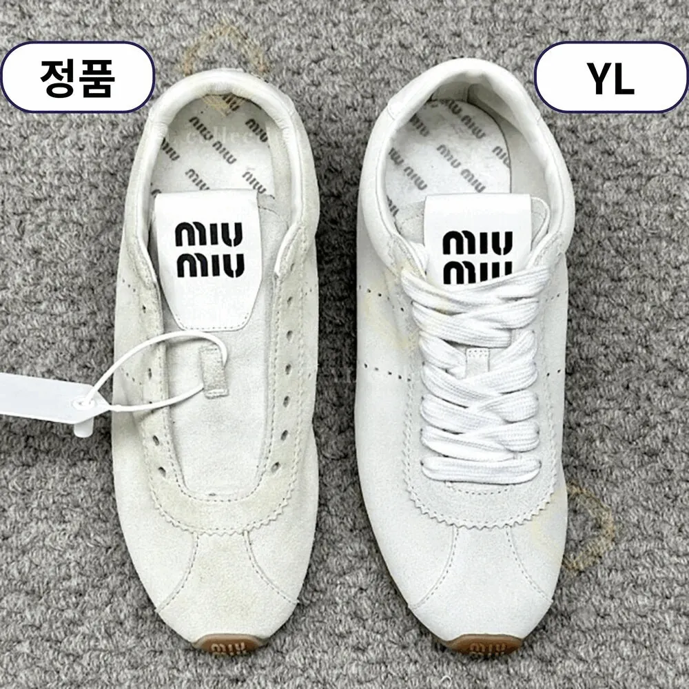 미우미우 로고 스웨이드 가죽 스니커즈