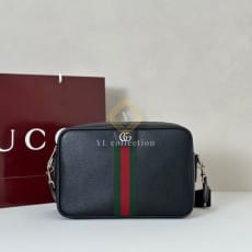 구찌 블랙 소프트 레더 오피디아 미디엄 크로스백