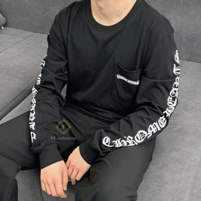 크롬하츠 스크롤 로고 롱슬리브 티셔츠