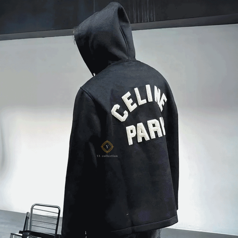 셀린느 로고 패치 버튼업 후드 자켓