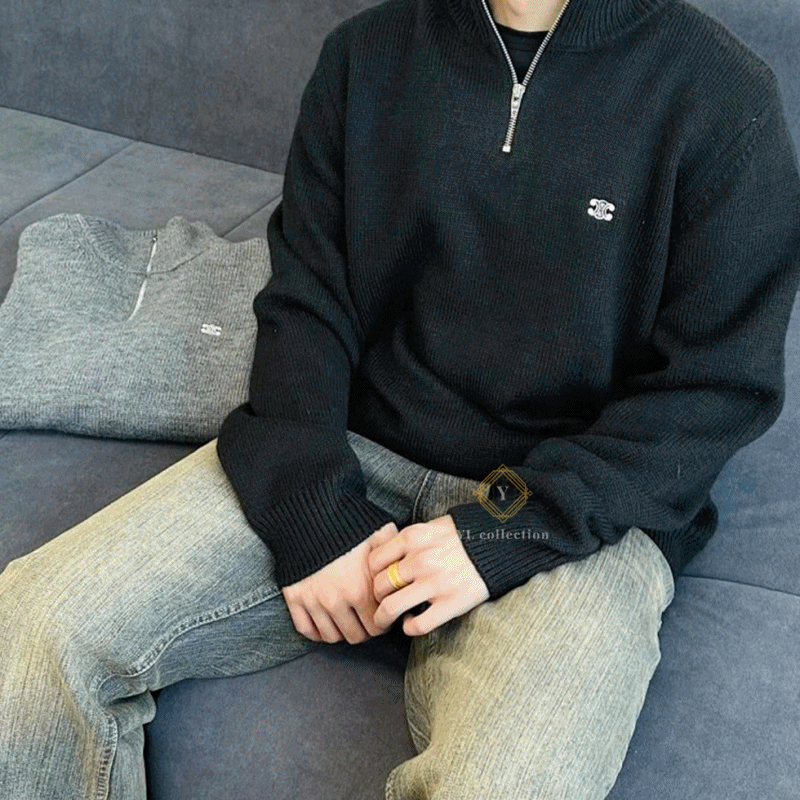 셀린느 트리오페 로고 하프집업 니트