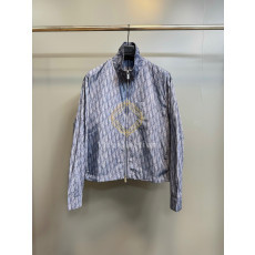 디올 오블리크 지퍼 셔츠 블루 테크니컬 패브릭