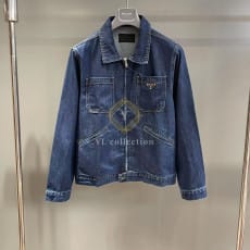프라다 삼각로고 포켓 데님 블루종 자켓