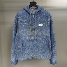 디올 Paris 라벨 후드 블루종 재킷