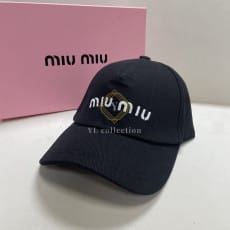 미우미우 로고 자수 코튼 볼캡