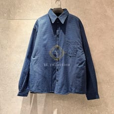 발렌시아가 패디드 체크 코튼 셔츠