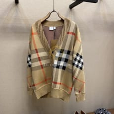 버버리 체크 울 블렌드 가디건 자켓