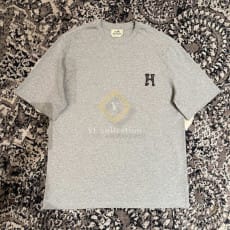 에르메스 H Cheval 가죽 디테일 반팔 티셔츠